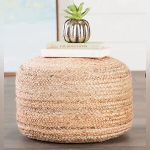 Jaipur Living 18" Round Jute Knitted Pouf Ottoman